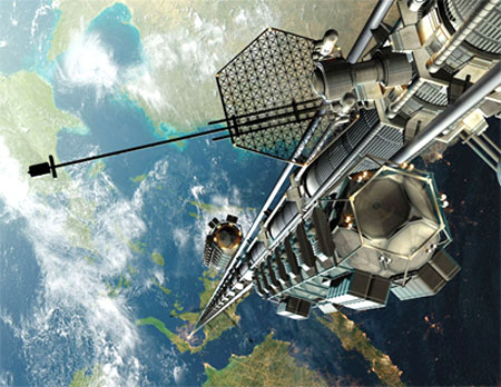Космический лифт в представлении художника (изображение с сайта Acceleratingfuture.Com)
