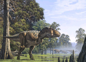Такие тираннозавры (Tyrannosaurus rex) во взрослом состоянии весили около 5 тонн. По-видимому, средняя температура их тела превышала 30 градусов. По сути, они были теплокровными (хотя и «инерционными», то есть просто сохраняющими тепло, полученное извне). Рисунок с сайта www.futura-sciences.com. © Raul Martin