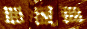 Упорядоченные ДНК-решетки 4х4, полученные в Университете Дьюка в 2005 году. Изображение сделано атомно-силовым микроскопом (с сайта www.dukenews.duke.edu)