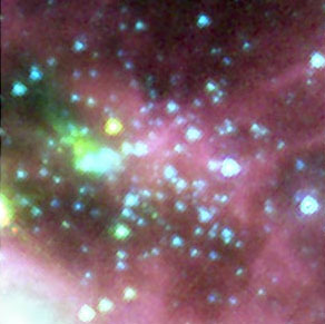 Одно из вновь обнаруженных рассеянных звездных скоплений (NASA/JPL-Caltech/Emily Mercer, Boston University)