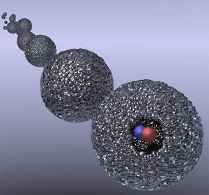 Капли сверхтекучего гелия, обволакивающие молекулы NO (рис. с сайта aip.org)