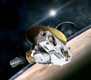 Зонд New Horizons в системе Плутона. Рисунок: Johns Hopkins University Applied Physics Laboratory/Southwest Research Institute (JHUAPL/SwRI) с сайта pluto.jhuapl.edu