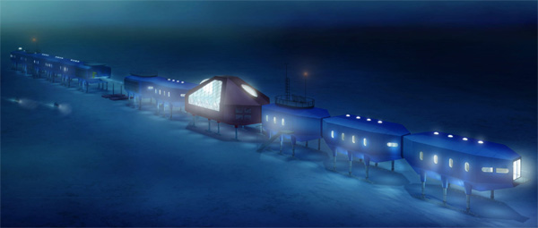 Антарктическая станция Halley VI ночью (изображение с сайта ftp.nerc-bas.ac.uk)