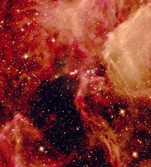 SN 1987A на фоне Большого Магелланова облака (изображение с сайта spaceflightnow.com)