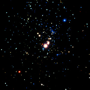 Большое скопление молодых звезд в туманности Ориона, за которым в течение 13 дней непрерывно наблюдал рентгеновский телескоп Chandra (снимок Chandra). Фото с сайта chandra.harvard.edu