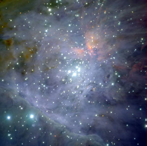 Инфракрасный снимок туманности Ориона, полученный с помощью инструмента ISAAC на Очень большом телескопе (VLT). Фото с сайта chandra.harvard.edu