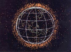 Распределение космического мусора в земной атмосфере (изображение с сайта www.jaxa.jp)